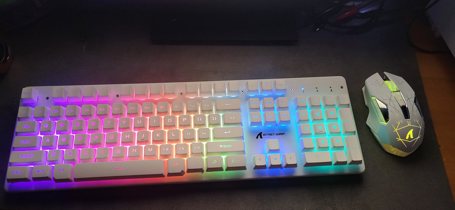 White rgb keyboard and mouse combo