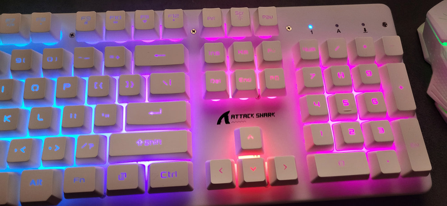 White rgb keyboard and mouse combo