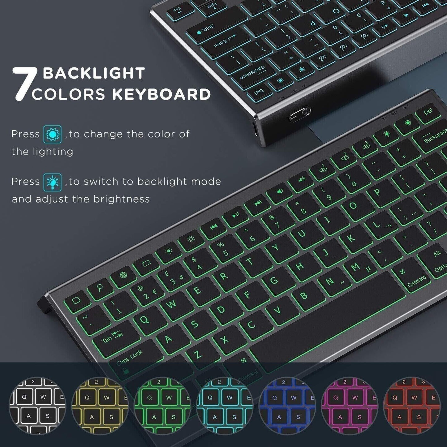 Wireless Bluetooth Backlit Rechargeable Keyboard,Space Grey